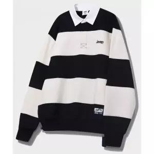 지프 JEEP 레트로 마운틴 1941 스트라이프 카라 맨투맨 JR5TSU825BK 488863