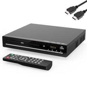 WXJWYT 지역 프리 DVD 플레이어, 1080P 모든 /DVD 멀티 CD 리모컨 재생, /RCA HDMI 및 /USB 케이블 업스케일링, 포함 (블랙) TV용 홈 포맷 스마트 컴팩트