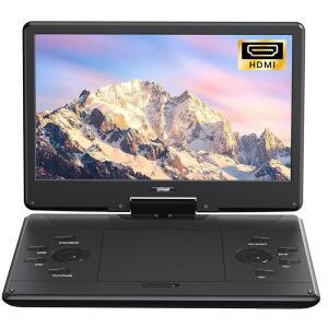 IEGEEK 14.1인치 회전 스크린이 있는 16인치 지역 DVD 여행을 6시간 위한 및 휴대용 HDMI 배터리, 재생, 플레이어, 이상적인 입력, 없음, /SD 노인, 선물, 충전식 USB 블랙