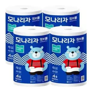 [모나리자] 점보롤 화장지 500m 4롤 4팩