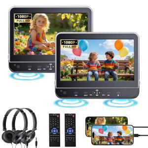 1080P HDMI 입력 및 헤드폰 2개가 무료 카드, 듀얼 영화 브래킷, 재생, 지역 헤드레스트 지원용 FELEMAN 카 장착 DVD USB/SD 플레이어, 장착된 2편 다양한 10.5인치