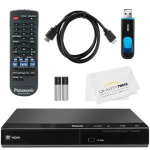 PANASONIC DVD 플레이어 DVD-S700 + 리모컨 극세사 울트라 64GB 고품질 사진 HDMI 4K 천 플래시 1.8M(6피트) 고속 케이블 및 USB 드라이브