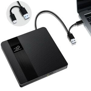 HKCMEMORY 외장 CD /DVD 드라이브 USB ROM, OS 슬림 디스크 /10 버너 맥북 /7 /-RW 11 및 리더 휴대용 TYPE-C 3.0 DVD + 용 데스크탑 플레이어 /8 라이터 맥 윈도우 PC 노트북 리눅스