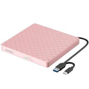 BENEWY 노트북용 외장 CD DVD 드라이브, 드라이브 핑크 PC 리더 /10 플레이어 /7 C 데스크탑 ROM 맥북 USB /8.1 윈도우 노트북 11 버너 맥 3.0 리눅스 OS /CD