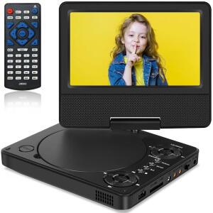 9.5인치 휴대용 DVD 플레이어, 7.5인치 회전 TV 자동차 디스플레이 무료 자동차용 5시간 배터리, 스크린, 지원 스피커, /USB 충전식 듀얼 내장 지역 동기화, 카드 /디스크 및 SD