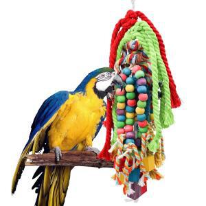 대형 새 씹는 장난감, 55.9 X 소형에서 MACAW 13CM(21.7 큰 5.1인치) 새를 로프 아프리카 앵무새 CONURE 케이지 및 블록 나무 모란 액세서리 위한 잉꼬 분쇄 면 그레이 아마존