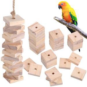 NOLITOY 새 장난감 부품 100개, 3CM(1.2인치) DIY 씹는 미디엄 벌크 블록 아프리카 그레이 및 키트 ECLECTUS 부드러운 앵무새 사각형 나무 리필 - 큐브 만들기 새용