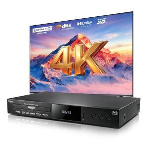 4K UHD 블루레이 DVD 플레이어(돌비 비전, 포함) 지역 A 트윈 프로젝터용 TV 시어터 HDMI 재생, 플레이어 비디오 돌비 3D 홈 오디오/DTS 출력으로 DVD, 및 HD HDR10, 디스크,