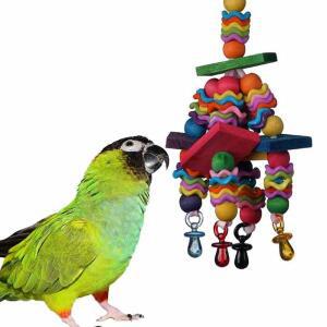 SUPER BIRD CREATIONS SB736 흔들기 및 퀘이커, 카이케, 7.6 - 5 22.9CM(3 사이즈, 농축 앵무새, 장난감 버드 미디엄 X 아크릴 공갈 목재, 피오누스, 인터랙티브 비즈, 12.7 웨이퍼 새 위한 세네갈을 9인치)