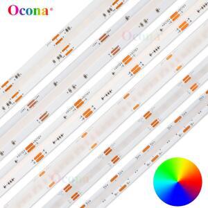 COB RGB LED 스트립 조명, 가정용 장식 DIY DC 24V 5V 플렉시블 리본 테이프 컬러 선형 디밍 가능
