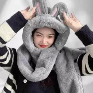 후드숄머플러 머플러 후드 일체형 그레이 후드머플러