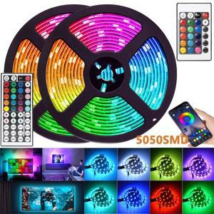 TV 백라이트 RGB LED 스트립 USB SMD 5050 리모컨 앱 제어 음악 동기화 유연한 리본 테이프 방 게임 장식용