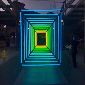 DMX512 RGB 360도 컬러풀 튜브 LED 픽셀 바 DC24V D40mm 3D 다중 형태 클럽 무대용