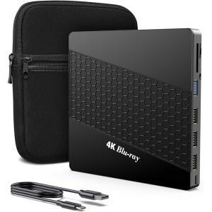 XRTFORE PC용 외장 4K 블루레이 드라이브, 휴대용 HD 케이스 드라이브 USB 맥북 윈도우 포트, 광학 DVD+ UHD 프로 3.0 노트북용 /-RW 포함, /TF SD 플레이어,