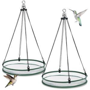 FOLDTIER 2피스 40.6CM(16인치) 범용 야생 새 트레이 액세서리용 정원 벌새 캐처 피더 야외 후프 씨앗 모이통 걸이식 플랫폼 꿀벌