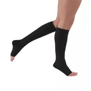 JOBST 릴 무릎 하이 그라데이션 압박 양말 3040mmHg 편안한 남녀 공용 디자인 오픈 토 블랙 라지