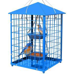 MOSLOLY BLUEBIRD FEEDERS 다람쥐 방지, 3.2KG(7파운드), 야생 내후성 파랑새 (블루) 중금속 외부용, 컵 2겹 모이통, 새 밀웜 씨앗 케이지 대형