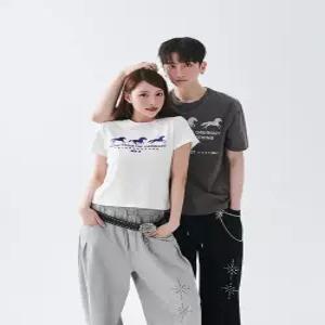 ESCF X 핫투데이 Stardust Horses 프린트 슬림핏 반팔티 아이보리