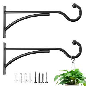 27.9CM(11인치) 2팩 튼튼한 식물 행거 야외, 후크 금속 브래킷, 용량 새 후크, 랜턴용 매트 프리미엄 모이통, 13.6KG(30파운드) 벽 블랙, 풍경 바구니 및 걸기용