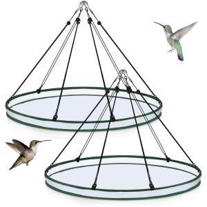 FOLDTIER 2피스 76.2CM(30인치) 범용 야생 새 씨앗 꿀벌 피더 야외 모이통 걸이식 트레이 액세서리용 벌새 정원 캐처 플랫폼 후프