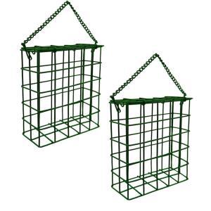 SUET CAKE 새 모이통 걸이식 야생 피더 정원 스위트 2개) 과일 모이통, 야외 외부 용량 (그린 케이지