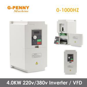 4.0kw 인버터 220v/380v VFD 가변 주파수 드라이브 속도 제어 0-1000Hz 변환기