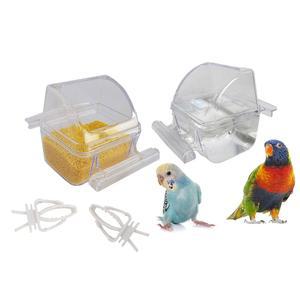 NO MESS 작은 새장 모이통 그릇 컵 CONURE 피더 및 홀더 케이지 벽걸이 디스펜서용 횃대 새 포함 채소 과일 2팩 앵무새 물 클립 음식