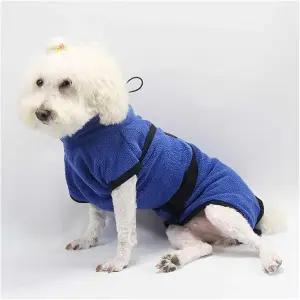 3UOWWFA 반려견 목욕 가운 타월 퀵 드라이 펫 XS-XL 고흡수 극세사 섬유 고양이 색상 네이비 블루 사이즈 S