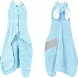 개 고양이를 위한 IOICYBF 애완용 목욕 가운 수영장 추운 날씨를 후드 타월 조절 가능한 블루 XS