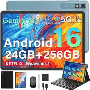2026년 업그레이드된 안드로이드 16 태블릿 키보드 포함 10인치 24GB+256GB+2TB 확장 8코어 8000mAh WiFi