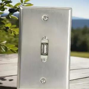 USB2.0 1포트 젠더 타입 스테인리스 월 플레이트