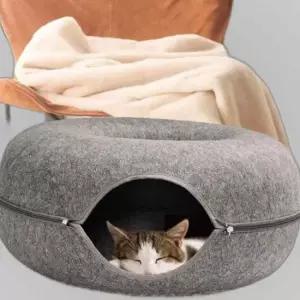 고양이 도넛하우스 반려묘 원형 숨숨집 진회색