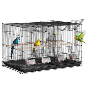VEVOR 76.2CM(30인치) 비행 새장, 쌓을 수 앵무새, CONURES 손잡이와 포함 카나리아 앵무새 여행용 잉꼬 MACAWS 케이지, 횃대 애완동물 버지, 작은 핀치, 분할 있는