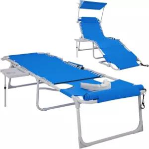 WEJOY 4 in 태닝 의자 페이스 홀 캐노피 사이드 테이블 5가지 자세 조절 가능한 접이식 퀵 드라이 다운