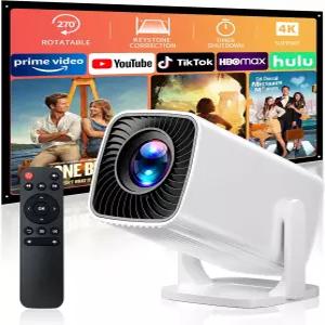 4K 지원의 미니 프로젝터 일렉트릭 포커스 및 키스톤이 장착된 휴대용 270 회전식 스탠드 숏스로 홈 TV