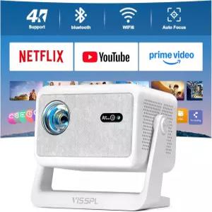 이제 넷플릭스 및 2500ANSI와 함께 WiFi 블루투스 오토 포커스 키스톤 휴대용 인쇄 서버 미니 프로젝터