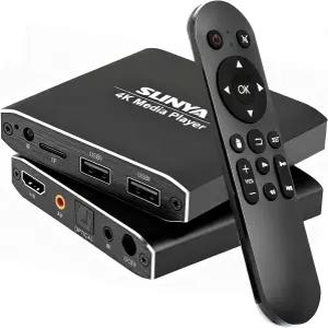 리모컨이 있는 4K 울트라 HD 디지털 미디어 플레이어 HDD/USB 드라이브/마이크로 SD TF H.265/HEVC/H.264