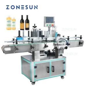 ZONESUN 완전자동 원형 플라스틱 유리 물 음료 병 포지셔닝 및 라벨링 기계