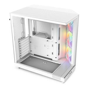 NZXT H6 플로우 RGB 미드 타워 공기 흐름 케이스 3개의 팬 유리 패널 케이블 관리 - 흰색