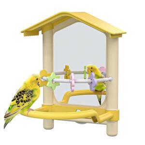20.3CM(8.1인치) 반려동물 새 거울, 퍼치 스탠드 코네 앵무새의 장난감 스트레스를 새장 장난감, 버지, 앵무새 됩니다(옐로우) 액세서리, 츄잉 새가 및 장식 풀어주는 도움이 잉꼬 카나리아