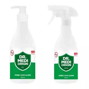 닥터메디 오리진 겔+스프레이 손소독제 500ml 2세트 휴대용 에탄올 의약외품 소독젤 독젤 소독제 용소