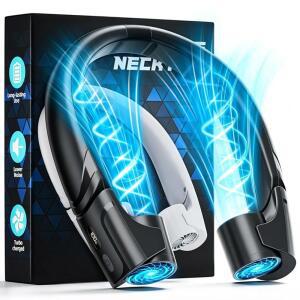 마백스 칠고 휴대용 넥 팬 - 8000mAh 개인 웨어러블 9000RPM 다이렉트 플로우 4배 강력한 360 공기 흐름 쿨 최대 16H 4단 속도 LED 디스플레이 남성 여성 위한 훌륭한 선물 5세대 블랙