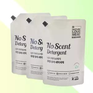 네이쳐러브메레 친환경 아기세탁세제 무향 리필 1300ml 3팩 유아세탁세제 아기옷세제 베이비세제 무향세제