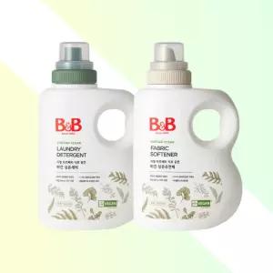 비앤비 비건인증 아기 세탁세제 1500ml + 섬유유연제 1500ml 유아세탁세제 아기옷세제 베이비세제