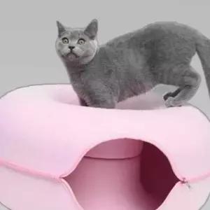 도넛 고양이 핑크 터널 60cm 고양이 도넛숨숨집