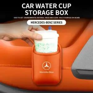 AMG A C E 클래스 W20 W77 C80 C200 C260 C300용 가죽 자동차 물컵 홀더 내부 랙 정리함