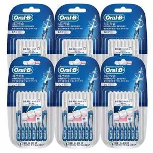 [오랄비] Oral-B 치간칫솔 프리시즌 클린 브러쉬타입 20개입x6개 치간치실