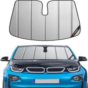 피게니우스 BMW i3 (I0) 2042022용 윈드실드 선쉐이드 및 레인지 익스텐더(REX) 장착 그레이 가죽 마감