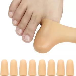 8팩 실리콘 빅 토 프로텍터 여성 및 남성용(토 캡 커버)으로 발톱 옥수수 물집 망치 발가락(큰 베이지)을