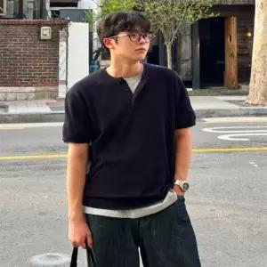 매장정품 스파오 SPKWG25M02 코튼100 헨리넥 반팔니트 25M02 6084842